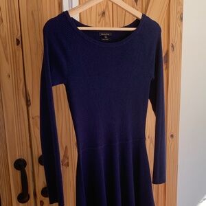 Navy Long Sleeve Dress - Massimo Dutti